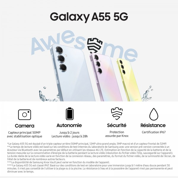 Samsung Galaxy A55 5G Bleu Nuit (8 Go / 128 Go)