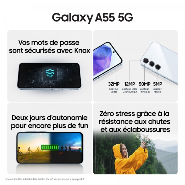 Samsung Galaxy A55 5G Bleu Nuit (8 Go / 256 Go)