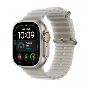 Apple Watch Ultra 4 Titane naturel Bracelet Océan Gris translucide